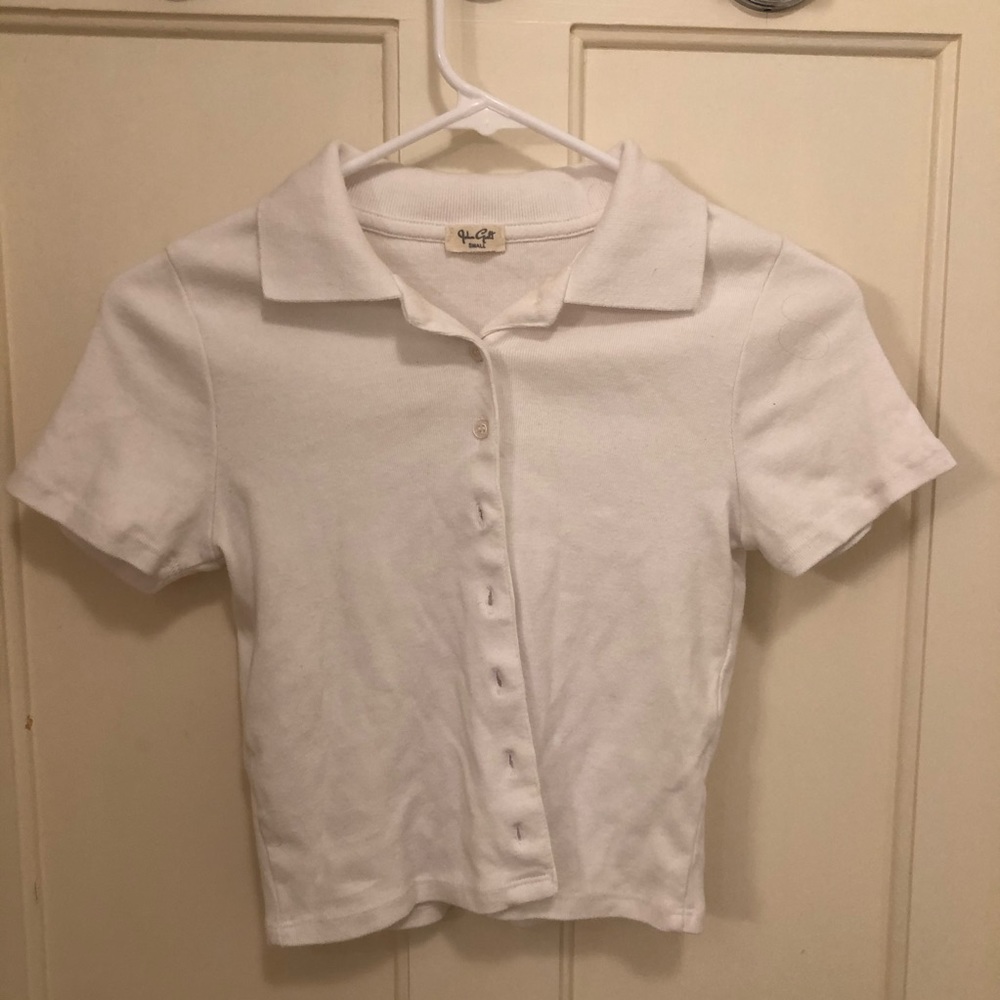 brandy melville collared button up crop top